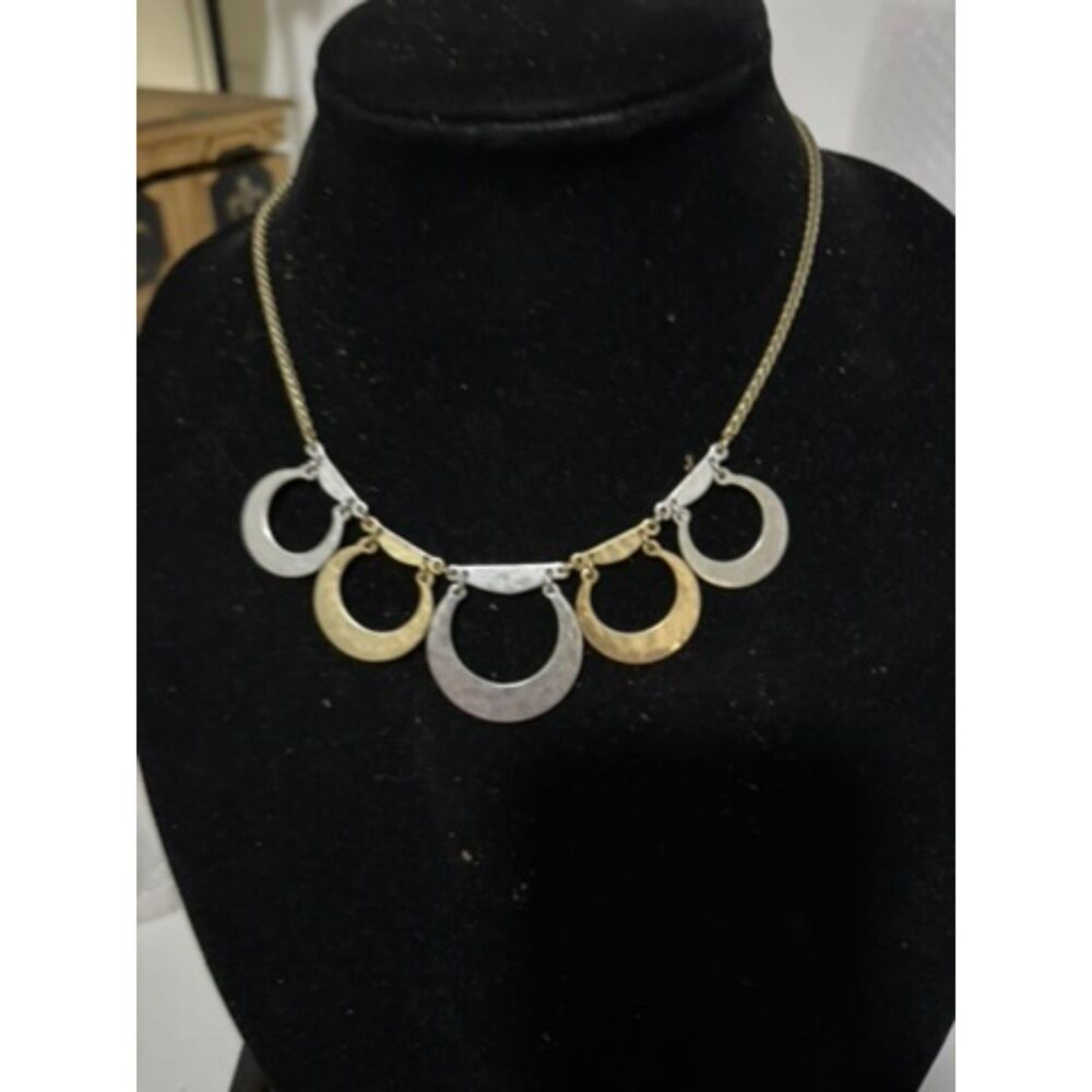 vtg Lucky brand two tone mixed metal half circle statement necklace